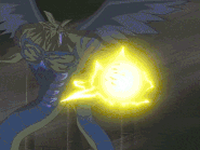 Mahado (Yu-Gi-Oh!) using Afterworld Warp to distort space, opening portals that link to the afterlife and back to reflect attacks.