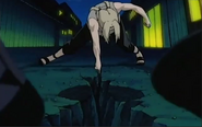 Tsunade (Naruto) using her immense raw strength and masterful chakra control to split the ground open with a single finger.