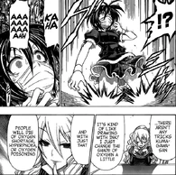 Aki Jakago (Medaka Box) stripping the area of oxygen with her Aero Biker, suffocating her victims. She notes this is effective in controlling others as nobody can survive without oxygen...