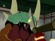 Kevin 11 (Ben 10) possesses Diamondhead's and Four Arms' body armor.