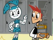 Jenny's (My Life as a Teenage Robot) primitive nerve endings can enable pained or ticklish feelings, but she still resists uncomfortable sensations.