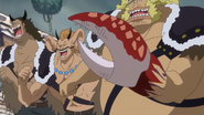 One of the SMILE Devil Fruit users (One Piece) in Jack's army is shown to have a crab pincer for a hand.