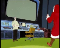 Jonathan Septimus (Blake and Mortimer) putting his Mega Wave to practical use, forming a physical barrier to stop Mortimer from reaching him.