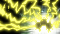 Magneton (Pokémon) using "Discharge", a wave of electrical energy that hits multiple targets.