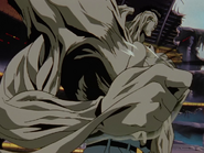 Younger Toguro (Yu Yu Hakusho) creating a burst of pressure akin to a bullet with a mere flick of his thumb.