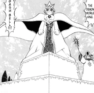 Gash Bell (Konjiki no Gash Bell!), alongside his human partner Kiyomaro Takamine, triumphed in the battle of the 100 Mamodos/demons and thereby succeeded his father as the king of the Mamodo/Demon World for the next 1000 years.