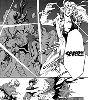 The One Being Sought's (Code:Breaker) ability is to convert his own life force into space manipulation and regeneration.