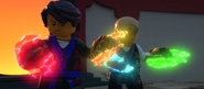 The green Forward Time Blade (Lego Ninjago: Masters of Spinjitzu) is able to Time Punch a person to accelerate their age.