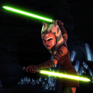 Ahsoka Tano (Star Wars: The Clone Wars) is highly skilled in lightsaber combat as well as Jar'Kai .