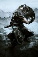 A Dragonborn (The Elder Scrolls) is a mortal with a soul of a Dragon, the immortal, divine children/aspects of Akatosh, the god of time.