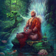 Monk undergoing meditation to attain tranquility of the mind and soul.