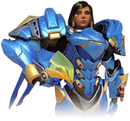 Pharah (Overwatch) possesses a high tech suit that belonged to her squadron.