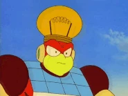 Bright Man (Ruby-Spears Mega Man) using his Flash Stopper