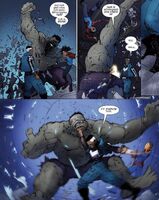 Adam Brashea/Blue Marvel (Marvel Comics) easily knocking out the 1610 version of Hulk.