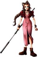 Aerith Gainsborough (Final Fantasy VII series) is half-human, half-Cetra.