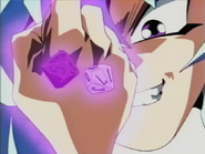 Ryō Bakura (Yu-Gi-Oh!) splitting a portion of his soul and implanting them into his dice, ensuring he will roll a supercritical.