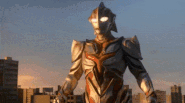 Ultraman the Next (Ultraman) fires Evol-Ray Schtrom.