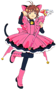 ...for example, making her pink cat costume out of rubber to protect against the Thunder Card.