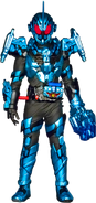 Kazumi Sawatari/Kamen Rider Grease (Kamen Rider Build) uses the Grease Blizzard Knuckle to transform into Kamen Rider Grease Blizzard that has a power of glacier powers.