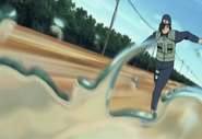 Izumo Kamizuki (Naruto) releasing sticky syrup from his mouth.