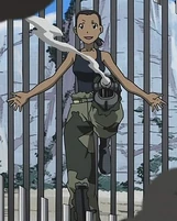 ...and a gun in her left knee.