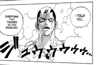 Rukan's (Rave Master) DarkBring: Acid Rain can melt anything he touches.