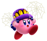 Kirby (Kirby) generating webs with the Spider ability.