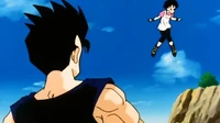Son Gohan (Dragon Ball series) teaching Videl how to use the Bukūjutsu/Dancing Sky Art or Flight technique.