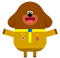 Duggee (Hey Duggee) is an anthropomorphic dog who can also get into his dog position and behaves like an actual dog.
