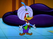 After he found the magical lamp, Woody Woodpecker (Woody Woodpecker) turns himself into genie by Absolute Wish.