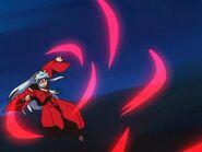 InuYasha (InuYasha) hardens his own blood into bladed projectiles via his Blades of Blood technique...