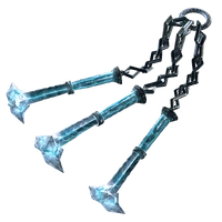 Cerberus (Devil May Cry) is tripartite nunchaku Devil Arm infused with powers of ice; it can extend to incredible length as well as summoned large amount of ice in combat.