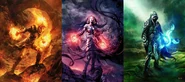 Planeswalkers.jpg (244 KB) (from left to right) Chandra Nalaar, Liliana Vess and Jace Beleren, three examples of Planeswalkers (Magic: The Gathering).