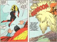 Shellshock blowing herself up to escape from Superman