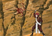 Gaara (Naruto) forming his Spear of Shukaku, sand compressed to absolute levels that take the form of a claw, capable of piercing defenses.