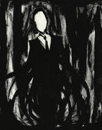 Slender Man (Creepypasta) can cause statically blurred vision and outright blindness. To children it may seem friendly and smell like buttered popcorn, but to adults it smells musty and looks monstrous.