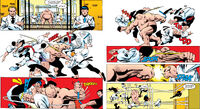 Wilson Fisk/The Kingpin's (Marvel Comics) skills in hand-to-hand combat includes a number of martial arts, such as sumo wrestling, judo, and hapkido which allows him to defeat six martial artists at once very easily.