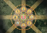 The Eight Guardian Generals (Asura's Wrath) all possess an affinity for a different type of Mantra, which they can manipulate at will...