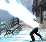Cole MacGrath (inFAMOUS series) can recharge his powers by absorbing electricity.