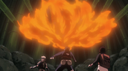 Obito Uchiha (Naruto) using a Fire Release technique.