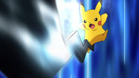 Pikachu (Pokémon) using Iron Tail.