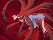 Akiha Tohno (Tsukihime) can absorb people's life force with her Caging Hair.