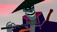 Scaramouche (Samurai Jack) has a giant scimitar to use in combat. The sword can levitate and is controlled by Scaramouche's voice through scatting.