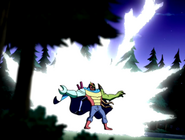 Gwen Tennyson (Ben 10) using a lighting spell to defend herself from Ultimate Kevin.