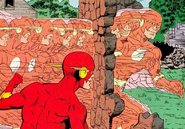 Barry Allen/The Flash (DC Comics) vibrating to phase through the wall.