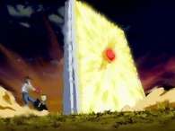 Zatch Bell and Kiyo Takamine (Zatch Bell!) using Rashirudo to block an enemy attack and send it back, enhanced by electrical energy.
