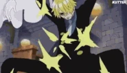 Sanji (One Piece) protecting Nami.gif (1.43 MB) With durability matching his love for the ladies, Sanji (One Piece) is fully capable of taking massive amounts of punishment and damage.