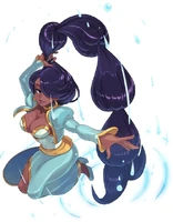 Thorani (Indivisible) uses water magic from her hair for healing, defensive, or even offensive purposes.
