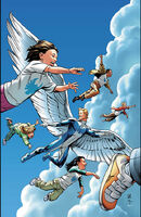 While Warren Worthington (Marvel Comics) originally had only a pair of wings he later gained a number of angelic features.