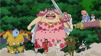 Charlotte Linlin/Big Mom (One Piece) has a near invulnerable body, being able to withstand cannon blasts and thunderbolts as though nothing, except when she is emotionally vulnerable or when starved from extended hunger pangs.